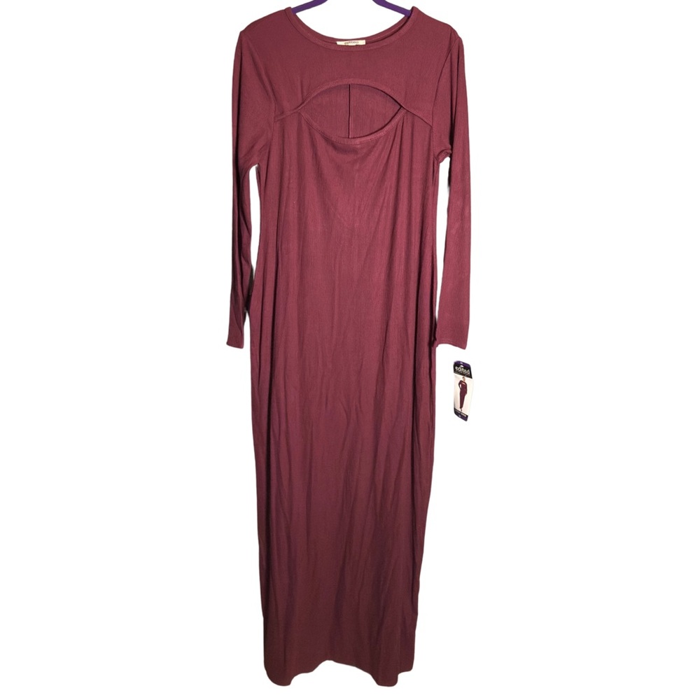 Chic Long Sleeve Maroon Dress (0362)